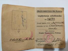 Legitymacja członkowska Związku Nauczycielstwa Polskiego [wystawiona na Chełkowska Wanda]