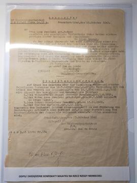 Einziehungsverfügung [Nakaz konfiskaty majątku wystawiony na Anna Pawelska z d. Budych i małoletnich Marianna i Stanisław]