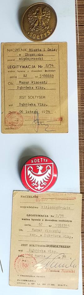 Legitymacja sołtysa z przywieszką Wincenty Mazur