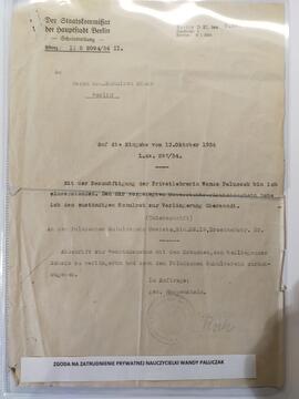 [Zgoda na zatrudnienie prywatnej nauczycielki Wandy Paluczak]