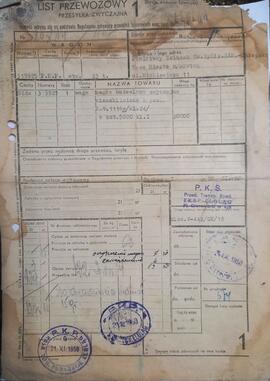 List przewozowy, odbiorca - Gminna Spółdzielnia Samopomoc Chłopska Łąkorz